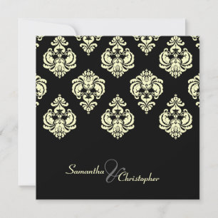 Cream Damask/black wedding invitations