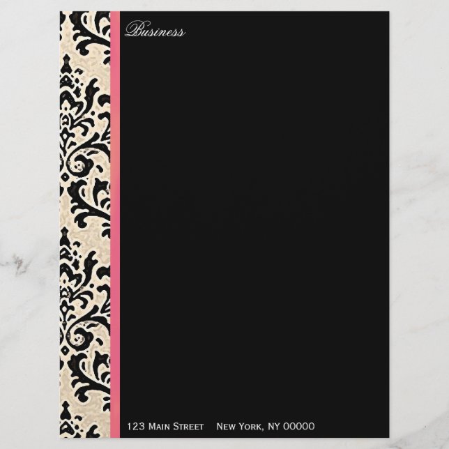 Cream Damask ~ Business / Personal Letterhead (Front)