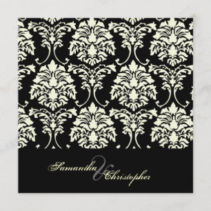 Cream damask, custom wedding invitations
