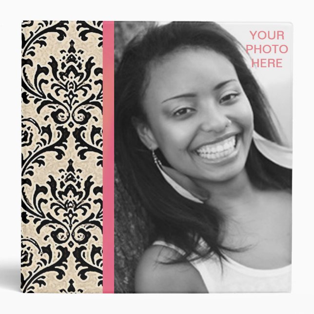 Cream Damask INSERT PHOTO (Size Options) - Binder (Front)