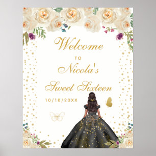 Cream Dark Skin Girl Sweet Sixteen Welcome Poster
