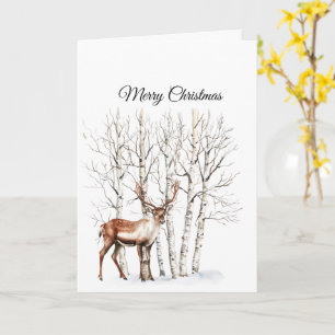 Cream Deer Elk Christmas Card