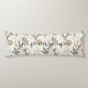 Cream Deer Woodland Animals Christmas   Body Pillow