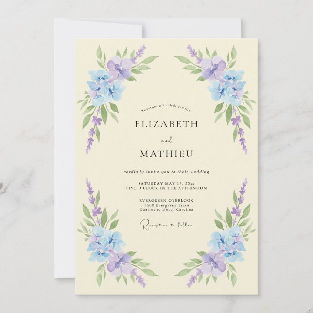 Cream Delicate Spring Wedding Invitation (Front)
