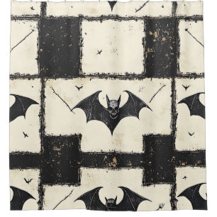 Cream Denim Grunge Patchwork with Bats (3)