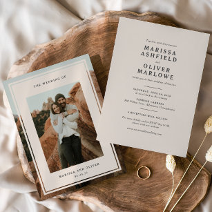  Cream Double-Sided Framed Photo Wedding Website Invitation