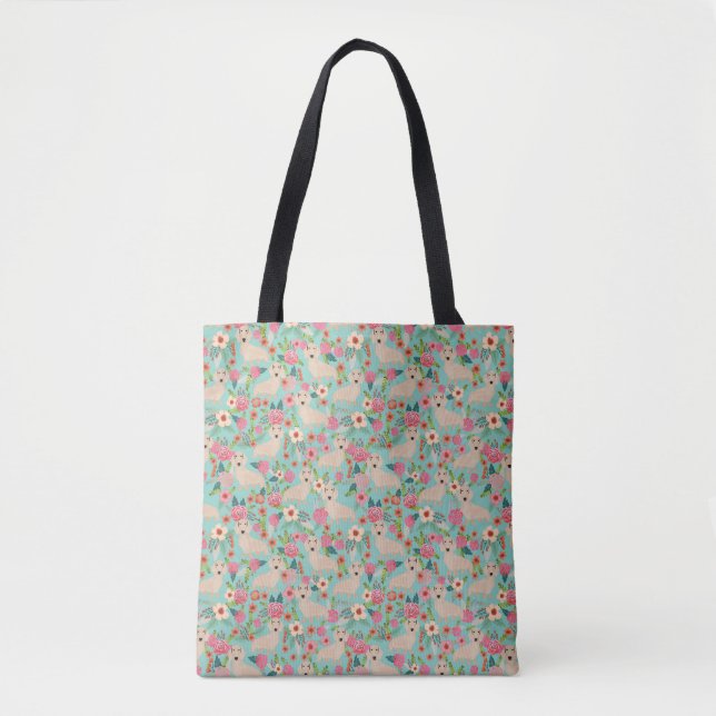 Cream Doxie Floral - cream florals Tote Bag (Front)