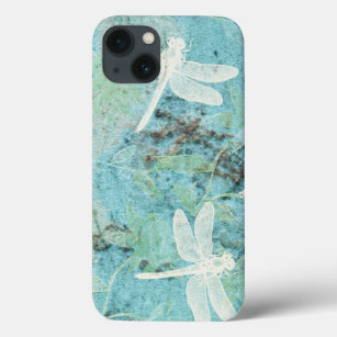 Cream Dragonflies on Blue Teal Background Case-Mat iPhone 13 Case