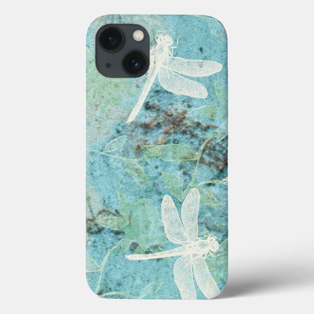 Cream Dragonflies on Blue Teal Background Case-Mat Case-Mate iPhone Case (Back)