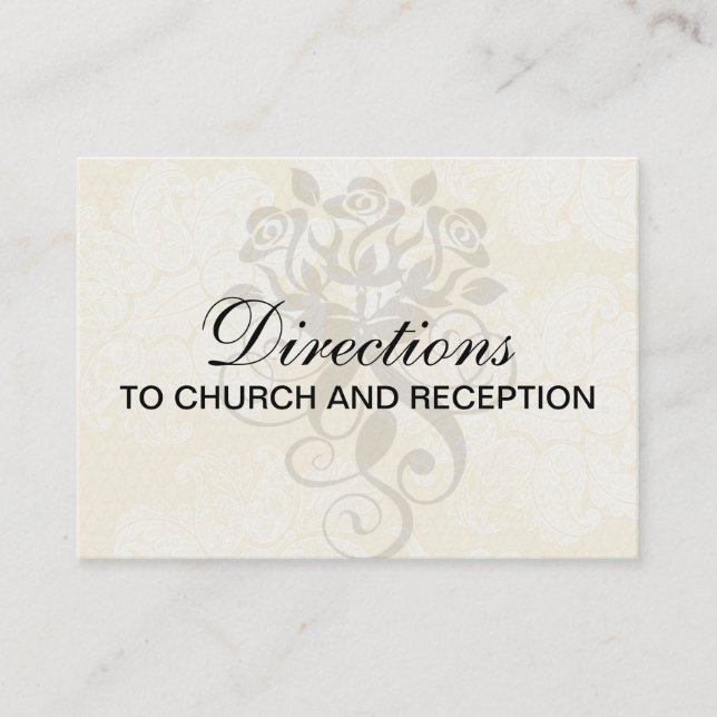 cream ecru floral elegant damask enclosure card (Front)