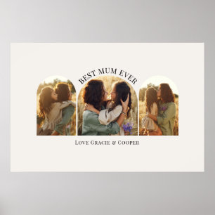 Cream elegant arch multi photo best mum poster