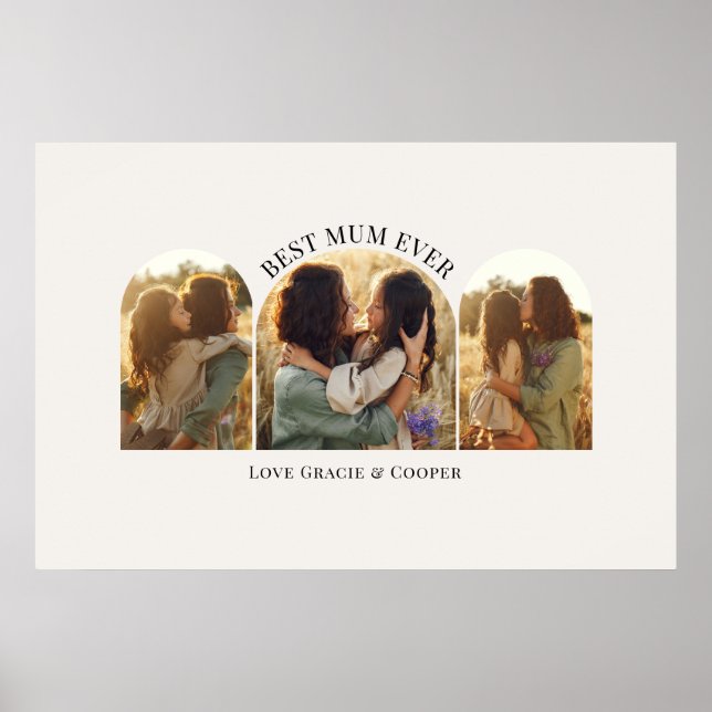 Cream elegant arch multi photo best mum poster (Front)