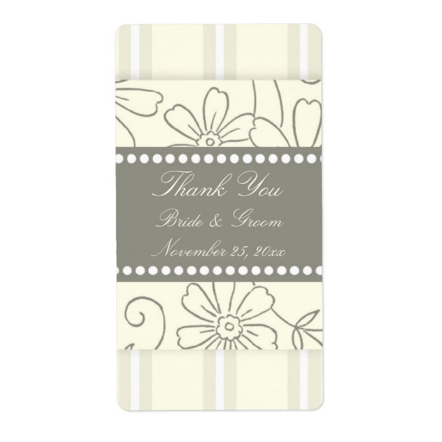 Cream Elegant Floral Wedding Labels (Front)