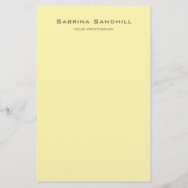 Cream Elegant Plain Simple Minimalist Stationery (Front)