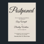 Cream Elegant Postponed Wedding Announcement<br><div class="desc">Here's a simple card to notify your guests if it's become necessary to change your wedding date. Use the template fields to add your personal details and make this elegant, minimalist design your own. The cream background can be changed to any colour you prefer. All fonts and colours are also...</div>