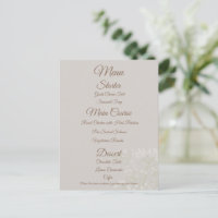 Cream Elegant Wedding Menu, Classic Script
