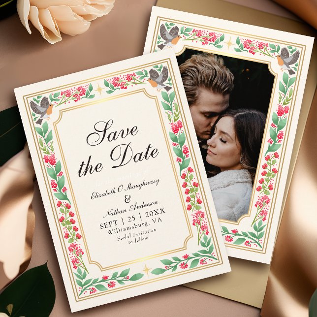 Cream Enchanting Botanical Garden Wedding Photo Save The Date (Creator Uploaded)