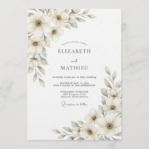 Cream Ethereal Botanical Wedding Invitation