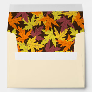 Cream Fall Autumn Leaves Return Address Envelopes
