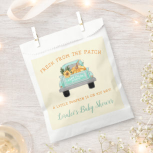 Cream Farm Truck With Pumpkin Fall Baby Shower Favour Bag