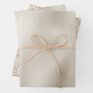 Cream Faux Leather  Wrapping Paper Sheet
