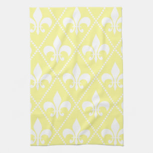 Cream Fleur de Lis Kitchen Towel