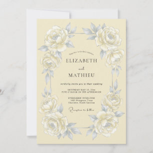 Cream Floral Aesthetic Wedding Invitation