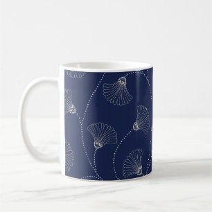 Cream Floral Art Nouveau Indigo Coffee Mug