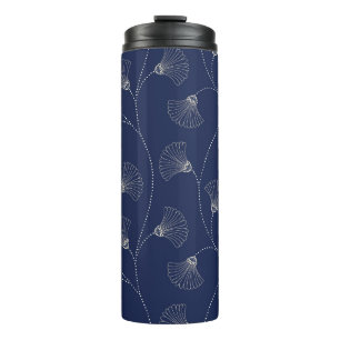 Cream Floral Art Nouveau Indigo Thermal Tumbler