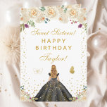 Cream Floral Blonde Hair Girl Sweet Sixteen Card<br><div class="desc">This elegant and glamourous sweet sixteen birthday card can be personalized with a name or title such as daughter, granddaughter, niece, friend etc. The design features a beautiful princess with blonde hair and fair skin in a black ball gown. The text combines handwritten script and modern sans serif fonts for...</div>