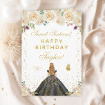 Cream Floral Blonde Hair Girl Sweet Sixteen Card<br><div class="desc">This elegant and glamourous sweet sixteen birthday card can be personalized with a name or title such as daughter, granddaughter, niece, friend etc. The design features a beautiful princess with blonde hair and fair skin in a black ball gown. The text combines handwritten script and modern sans serif fonts for...</div>