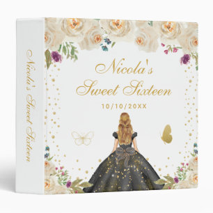 Cream Floral Blonde Hair Princess Sweet Sixteen Binder