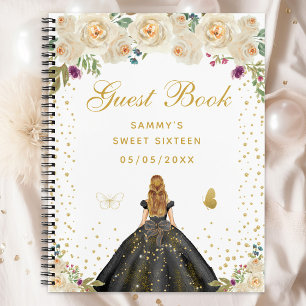 Cream Floral Blonde Hair Princess Sweet Sixteen Notebook