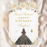 Cream Floral Brunette Hair Girl Sweet Sixteen Card<br><div class="desc">This elegant and glamourous sweet sixteen birthday card can be personalized with a name or title such as daughter, granddaughter, niece, friend etc. The design features a beautiful princess with brunette hair and fair skin in a black ball gown. The text combines handwritten script and modern sans serif fonts for...</div>