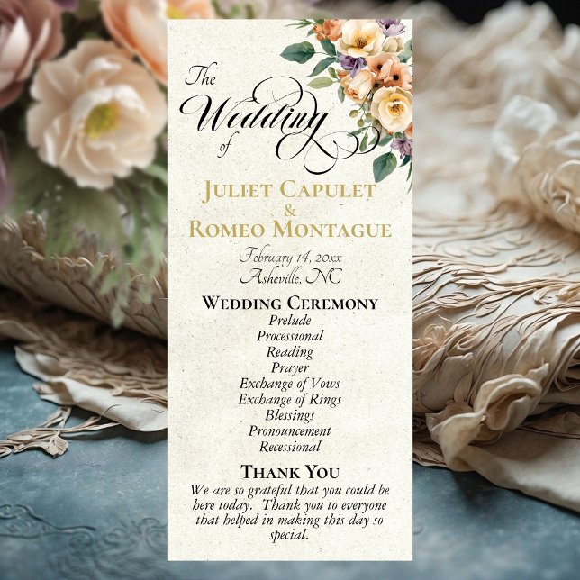 Cream Floral - Cream Wedding Program (Creator Uploaded)