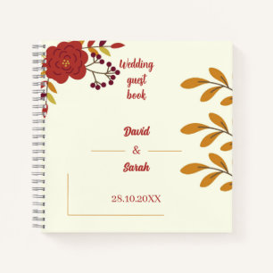Cream  Floral Customized Wedding Guest Notebook