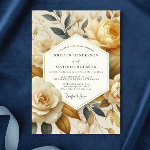 Cream Floral Ethereal Wedding Invitation