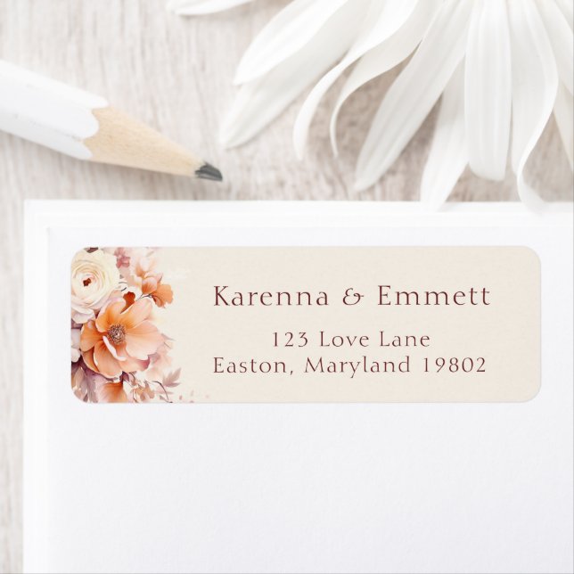Cream Floral Fall Baby Shower Return Address (Insitu)