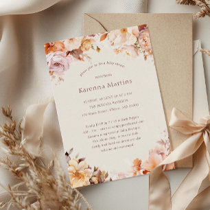 Cream Floral Fall Gender Neutral Baby Shower Invitation