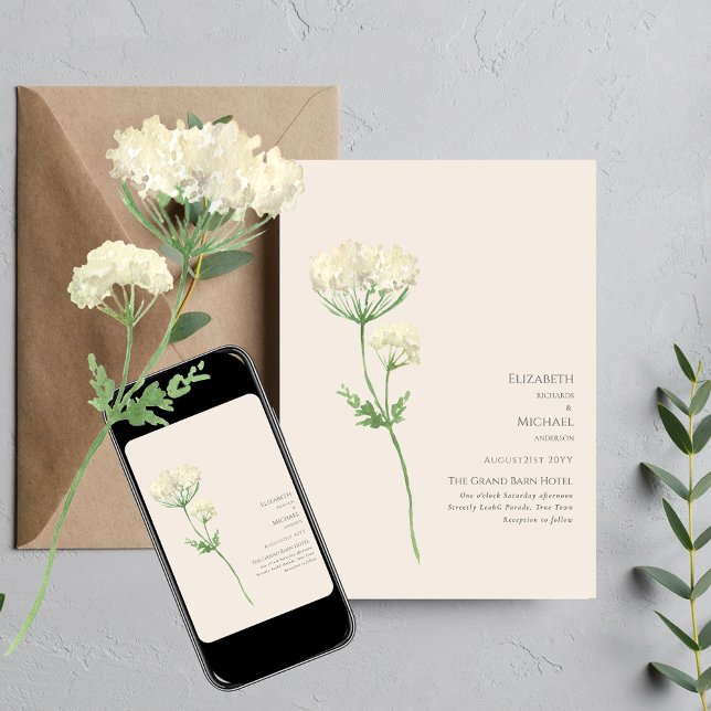 Cream Floral Minimalist Elegant Wedding Invites (Creator Uploaded)