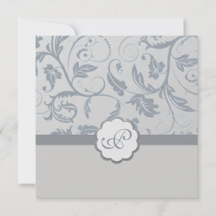 Cream Floral Monogram Invitation