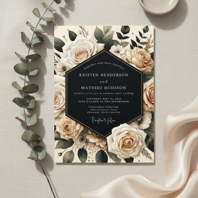 Cream Floral Opulence Wedding Invitation (Creator Uploaded)