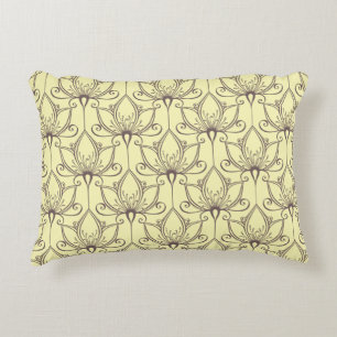 Cream Floral Pattern Decorative Pillow