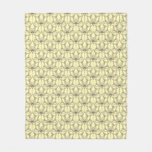 Cream Floral Pattern Fleece Blanket