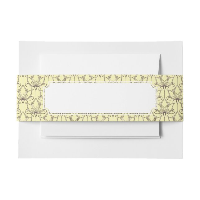 Cream Floral Pattern Invitation Belly Band (Front Example)