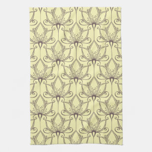 Cream Floral Pattern Kitchen Towel