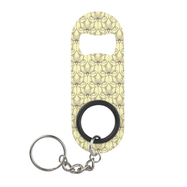 Cream Floral Pattern Mini Bottle Opener (Front)