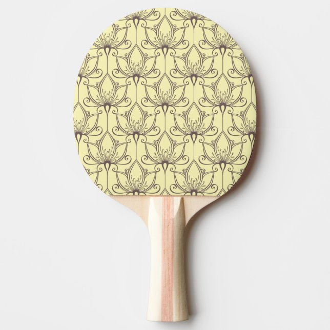 Cream Floral Pattern Ping Pong Paddle (Front)
