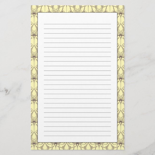 Cream Floral Pattern Stationery (Front)