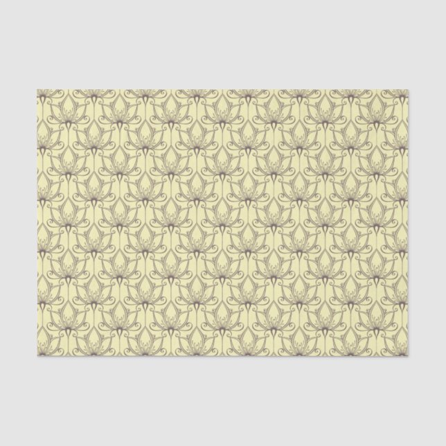 Cream Floral Pattern Tissue Paper (Front)